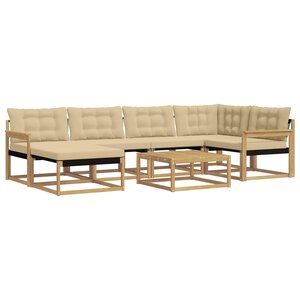vidaXL Ensemble de canapés d'extérieur 7 pc Blanc et Beige