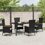 vidaXL Ensemble de salle à manger de jardin 5 pièces avec coussins en poly rattan noir