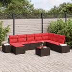 vidaXL Ensemble de canapé de jardin 9 Pièces Marron polyrotin