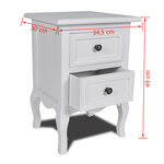 vidaXL Table de chevet 2 Pièces avec 2 tiroirs MDF Blanc