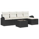 Ensemble de Canapés de Jardin 6 pièces vidaXL avec Coussins Noir Rattan
