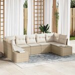 vidaXL Ensemble de canapé de jardin avec coussin 7 Pièces beige et crème
