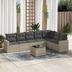 vidaXL Salon de jardin 8 Pièces avec coussins gris clair résine tressée