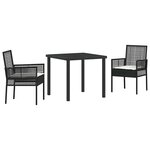 vidaXL Ensemble de salle à manger pour jardin 3 Pièces Noir Poly rotin