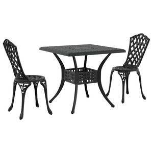 vidaXL Ensemble de tables de jardin 3 Pièces Noir Aluminium coulé