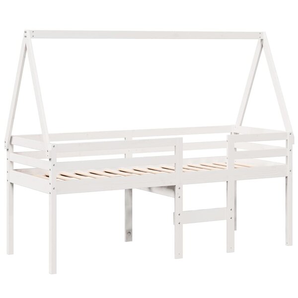vidaXL Lit haut avec toit blanc 80x200 cm bois de pin massif
