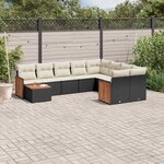 vidaXL Salon de jardin 10 Pièces avec coussins noir résine tressée