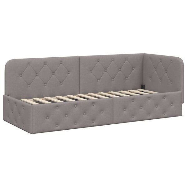 vidaXL Cadre de lit d'angle Taupe 80 x 200 cm tissu