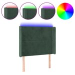 vidaXL Tête de lit à LED Vert foncé 103x16x118/128 cm Velours