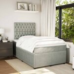 vidaXL Sommier à lattes de lit et matelas Gris clair 120x200cm Velours