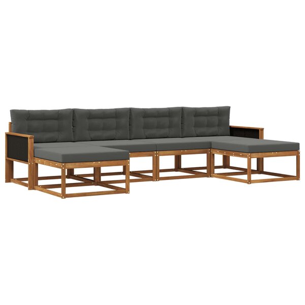 vidaXL Ensemble de canapés d'extérieur 6 pc Naturel et Anthracite