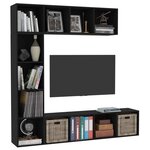 vidaXL Ensemble de bibliothèque/meuble TV 3 Pièces Noir 180x30x180 cm