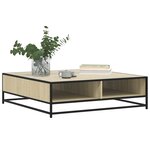 vidaXL Table basse chêne sonoma 100x100x30 cm bois d'ingénierie/métal