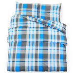 vidaXL Ensemble de housse de couette Bleu et gris 140x200 cm Coton