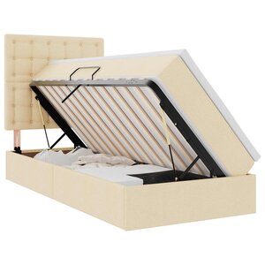 vidaXL Lit avec rangement et matelas Crème 90 x 190 cm Polyester