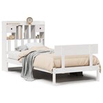vidaXL Lit bibliothèque sans matelas blanc 75x190cm bois de pin massif