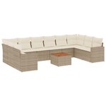 vidaXL Salon de jardin 11 Pièces avec coussins beige résine tressée