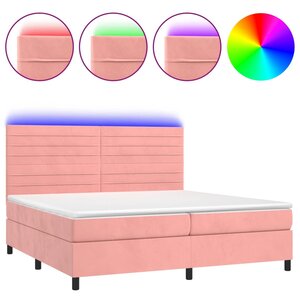 vidaXL Sommier à lattes de lit avec matelas LED Rose 200x200cm Velours
