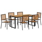 vidaXL Ensemble de salle à manger pour jardin 7 Pièces Noir et Marron