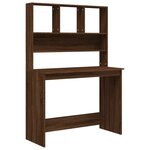 Bureau table poste de travail meuble d'ordinateur informatique étude et étagères chêne 102 x 45 x 148 cm bois d'ingénierie brun 02_0023816