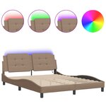 vidaXL Cadre de lit avec LED sans matelas cappuccino 160x200 cm
