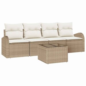 vidaXL Ensemble de canapé de jardin 5 Pièces Beige 55 x 55 x 37 cm