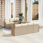 vidaXL Ensemble de canapé de jardin 8 Pièces Beige Poly Rattan