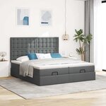 VidaXL Cadre de lit ottoman avec matelas gris foncé 200x200cm tissu