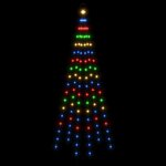 vidaXL Sapin de Noël sur mât de drapeau 108 LED Colorées 180 cm