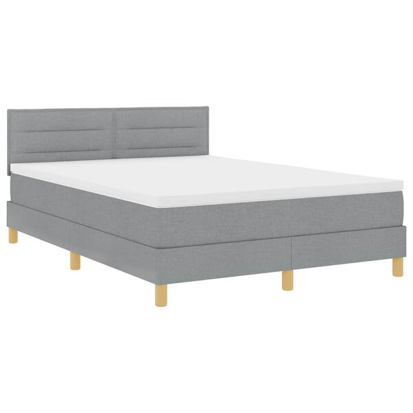 vidaXL Lit avec Sommier Tapissier et Matelas Gris Clair 140x200 cm Tissu