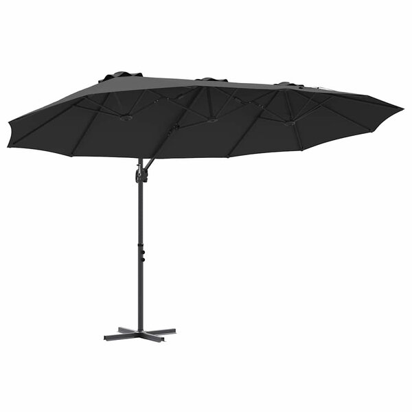 vidaXL Parasol Noir 372 x 198 x 243 cm Polyester et Aluminium