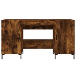 Bureau table poste de travail meuble d'ordinateur informatique étude chêne fumé 140 x 50 x 75 cm bois d'ingénierie brun 02_0023577