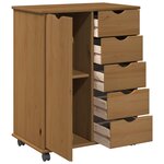 vidaXL Cabinet roulant 63 5 x 39 x 79 cm Bois de Pin Massif