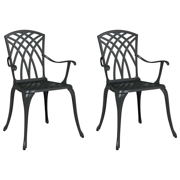 vidaXL Chaise de jardin 2 Pièces Noir 53 x 51 x 88 5cm Aluminium