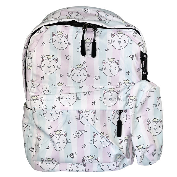 Sac à dos cartable avec trousse assortie scolaire primaire enfants avec motifs chats blancs : léger  solide et confortable