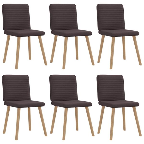 vidaXL Chaises à manger lot de 6 marron foncé tissu