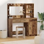 Ensemble de coiffeuse 2 pièces avec LED en vieux bois d'ingénierie