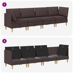 vidaXL Canapé modulaire avec rangement 4 Pièces Marron foncé Tissu