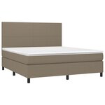 vidaXL Sommier à lattes de lit et matelas et LED Taupe 180x200cm Tissu