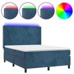 vidaXL Sommier à lattes de lit matelas et LED Bleu foncé 140x200 cm