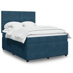 vidaXL Sommier à lattes de lit et matelas bleu 160x200 cm velours