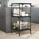 vidaXL Chariot de cuisine noir 60 5x50x105 cm bois d'ingénierie