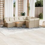 vidaXL Salon de jardin 11 Pièces avec coussins beige résine tressée