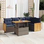 vidaXL Salon de jardin avec coussins 6 Pièces gris résine tressée acacia
