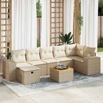 vidaXL Salon de jardin avec coussins 8 Pièces beige résine tressée