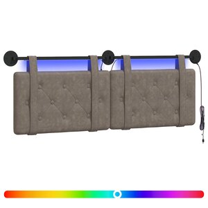 vidaXL Tête de lit suspendue Avec lumière LED Gris PU antique
