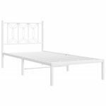 vidaXL Cadre de lit métal avec tête de lit blanc 90x190 cm
