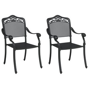 Chaises de jardin vidaXL 2 Pièces en alu moulé noir