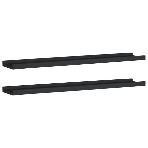 vidaXL Étagères à rebord pour cadre photo 2 Pièces Noir 80x9x3 cm MDF