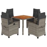 vidaXL Ensemble à manger de jardin 5 Pièces coussins gris résine tressée
